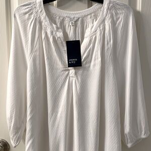 NWT Crown & Ivy White Peasants Shirt - Size MP